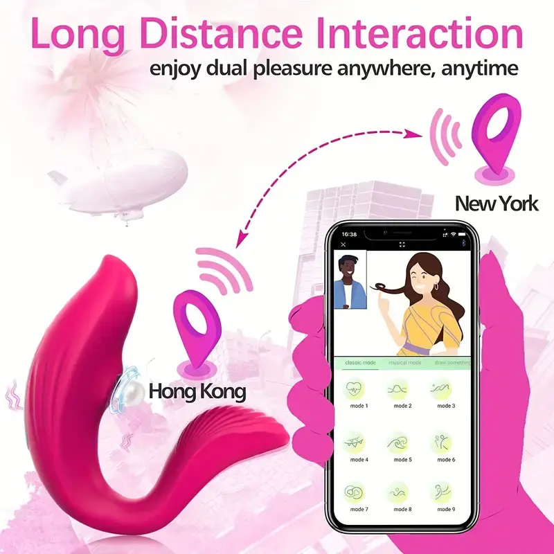 Rechargeable App-Controlled Wearable Vibrator for Couples - Wireless Panty Vibrator with Long Distance Control, Adult Sex Toy for Women