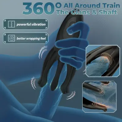 Male Masturbator Penis Vibrator with 12 Vibration Modes and 7 Electric Shock Modes, Penis Trainer with 8 Tentacle Beads, 360° Training Wrap Adult Male Female Toy